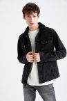 Slim Fit Çıkarılabilir Suni Kürk Yaka Jean Ceket