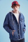 Oversize Fit Kapüşonlu Jean Ceket