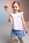 Kız Bebek Pamuklu Volanlı Bluz Şort Takım