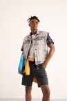 Oversize Fit Çift Cepli Jean Yelek