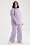 Regular Fit Büyük Beden Geniş Paça Triko Pantolon