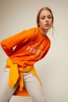 Regular Fit Kabartmalı Slogan Baskılı Bisiklet Yaka Sweatshirt