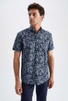 Regular Fit Polo Yaka Desenli Kısa Kollu Gömlek