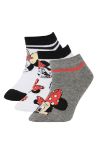 Kız Çocuk Disney Mickey & Minnie Lisanslı Pamuklu 3'lü Kısa Çorap