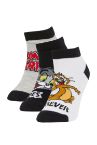 Erkek Çocuk Tom & Jerry Lisanslı Pamuklu 3'lü Kısa Çorap