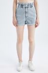Paperbag Fit Mini Jean Şort