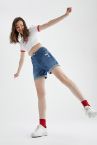 Yırtık Detaylı Boyfriend Mini Jean Şort