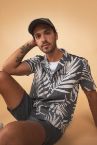 Regular Fit Apaş Yaka Desenli Kısa Kollu Pamuklu Hawaii Gömlek