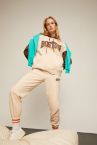Regular Fit Baskılı Cepli İnce Sweatshirt Kumaşı Jogger Eşofman Altı