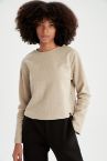 Regular Fit Bisiklet Yaka Geri Dönüşümlü Basic Sweatshirt