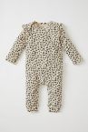 Kız Bebek Leopar Desenli Yeni Doğan Uzun Kollu Pamuklu Çıtçıtlı Tulum