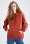 Oversize Fit Kapüşonlu Kanguru Cepli Sweatshirt