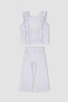 Kız Çocuk Crop Kolsuz Bluz Geniş Paça Pantolon Takım