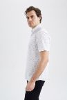 Slim Fit Desenli Kısa Kollu Gömlek