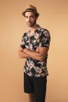 Modern Fit Çiçek Desenli Kısa Kollu Hawaii Gömlek