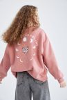 Oversize Fit Mistik Sırt Baskılı Bisiklet Yaka Kalın Sweatshirt Kumaşı Sweatshirt