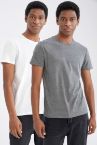 Slim Fit Bisiklet Yaka Basic 2'li Kısa Kollu Tişört