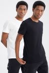 Slim Fit Bisiklet Yaka Basic 2'li Kısa Kollu Tişört
