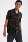 Regular Fit Baskılı Viskon Kısa Kollu Hawaii Gömlek