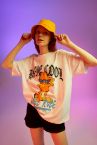Coool Garfield Lisanslı Oversize Fit Bisiklet Yaka Baskılı Kısa Kollu Tişört