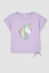 Kız Çocuk Regular Fit Unicorn Baskılı Kısa Kollu Tişört