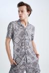Regular Fit Baskılı Viskon Kısa Kollu Hawaii Gömlek