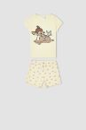 Kız Çocuk Bambi Lisanslı Regular Fit Pamuklu Kısa Kollu Şort Pijama Takım