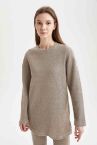 Regular Fit Bisiklet Yaka Uzun Kollu Triko Tunik