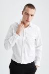 Slim Fit Minimal Desenli Uzun Kollu Klasik Gömlek