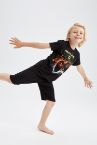 Erkek Çocuk Regular Fit Baskılı Pamuklu Kısa Kollu Şort Pijama Takım
