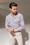 Regular Fit Kare Desenli Uzun Kollu Gömlek