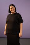 DF Plus Slim Fit Bisiklet Yaka Büyük Beden Kısa Kollu Bluz