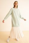 Oversize Fit Bisiklet Yaka İnce Kumaş Sweatshirt Tunik