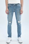 Carlo Skinny Fit Normal Bel Dar Paça Yırtık Detaylı Jean Pantolon