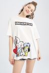 Coool BT21 Lisanslı Oversize Fit Bisiklet Yaka Kısa Kollu Tişört