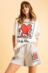 Keith Haring Lisanslı Oversize Fit Bisiklet Yaka Kısa Kollu Tişört