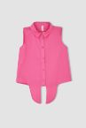 Kız Çocuk Regular Fit Bağlamalı Poplin Kolsuz Gömlek