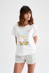 Garfield Lisanslı Fall In Love Regular Fit Bisiklet Yaka Lisanslı Şort Pijama Takım