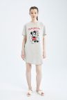 Fall In Love Disney Mickey & Minnie Lisanslı Regular Fit Pamuklu Gecelik