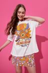 Coool Oversize Fit Bisiklet Yaka Slogan Baskılı Kısa Kollu Tişört