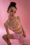 Slim Fit V Yaka Renk Bloklu Kroşe Askılı Triko Atlet