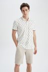 Slim Fit Polo Yaka Desenli Kısa Kollu Tişört
