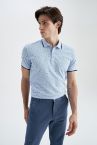 Slim Fit Polo Yaka Desenli Kısa Kollu Tişört