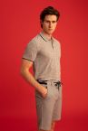 Slim Fit Polo Yaka Desenli Kısa Kollu Tişört