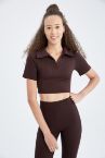 Polo Yaka Fitilli Crop Top