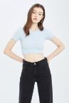 Coool Fitted Bisiklet Yaka Kısa Kollu Crop Tişört