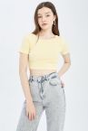 Coool Fitted Bisiklet Yaka Kısa Kollu Crop Tişört