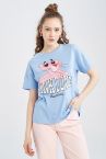Coool Pink Panther Lisanslı Oversize Fit Bisiklet Yaka Kısa Kollu Tişört