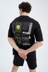Defacto Fit Oversize Fit Bisiklet Yaka Sırt Baskılı Kısa Kollu Tişört