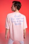 Oversize Fit Bisiklet Yaka Baskılı Tişört